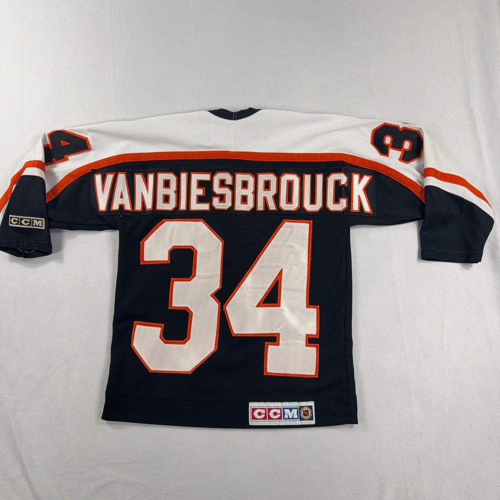 VTG CCM Philadelphia Flyers Vanbiesbrouck #34 NHL Hockey Jersey Boys‎ L/XL Black